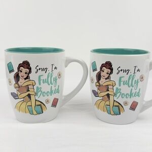 Disney Beauty and the Beast “Sorry I’m Fully Booked” Ceramic Mug Set Of 2 25 oz